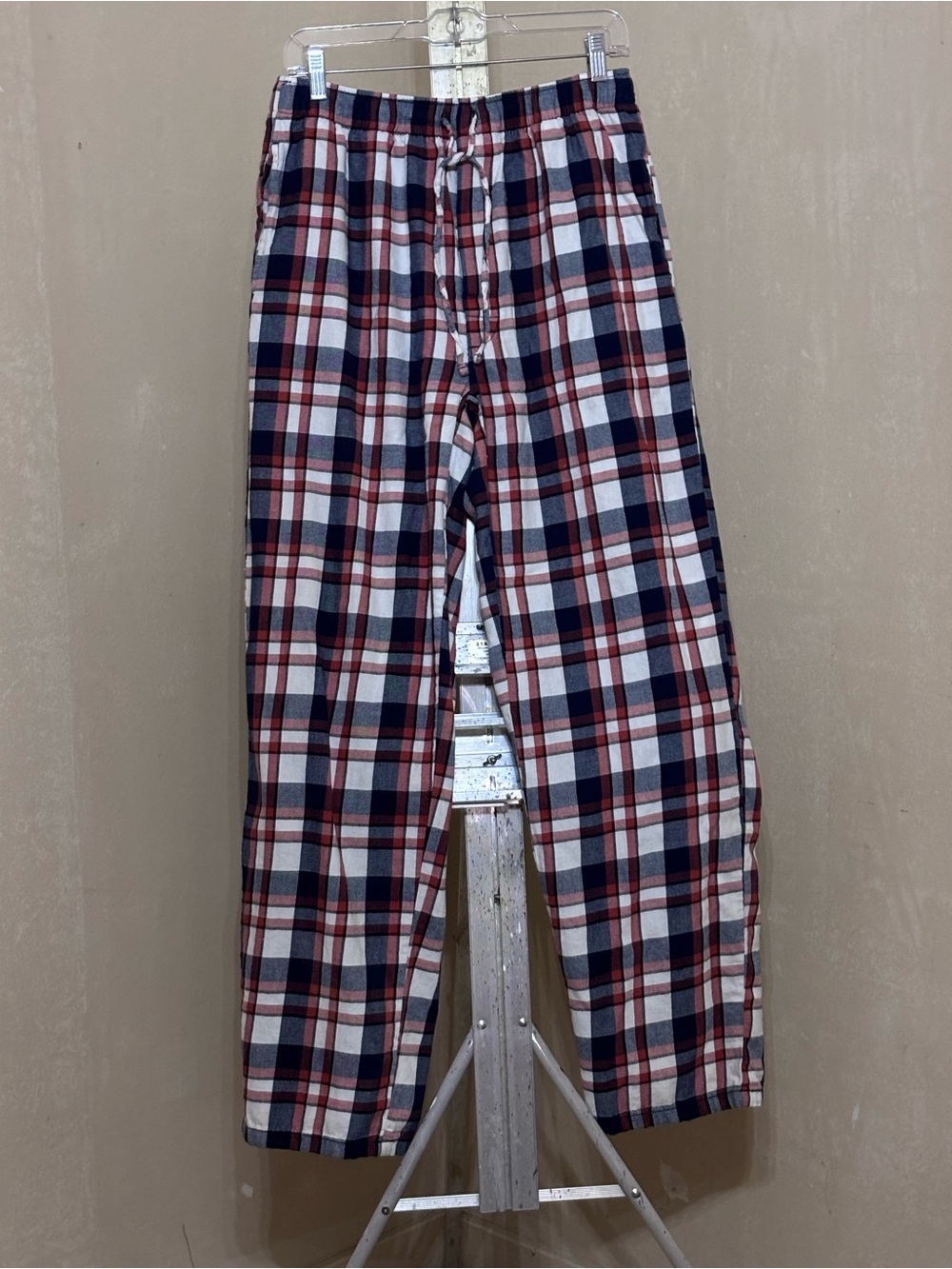 Men's Land’s End Plaid Pajama Pants Size M Lounge Sleepwear Red Blue White